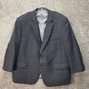 Jean Paul Germain Mens 48P Short‎ Wool Blazer Sport Coat Charcoal Grey Plaid
